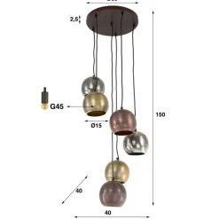 Online Hanglamp Metal print, 6-lichts Hanglampen