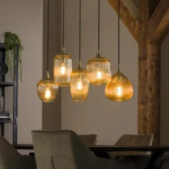 Online Hanglamp Stripe Glass Mix 5-lichts Hanglampen