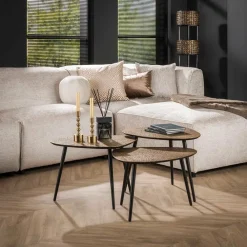 Salontafel driehoekig metallic, set van 3 Salontafels Chevron-Right