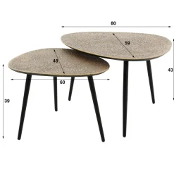 Discount Salontafel Driehoekig Metallic, Set Van 2 Salontafels Chevron-Right