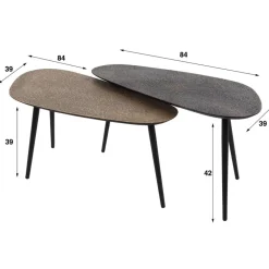 Sale Salontafel niervormig metallic, set van 2 Salontafels Chevron-Right