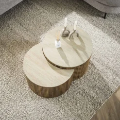 Outlet Salontafel set/2 halfrond Nuovo travertin Salontafels Chevron-Right
