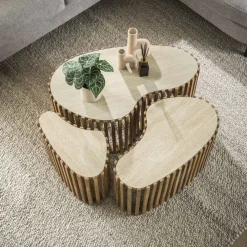 Outlet Salontafel set/3 niervorm Nuovo travertin Salontafels Chevron-Right