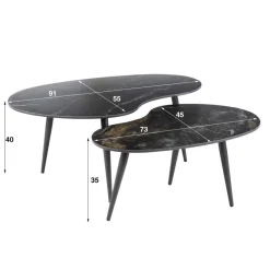 Hot Salontafel set/2 niervormig fossil Salontafels Chevron-Right