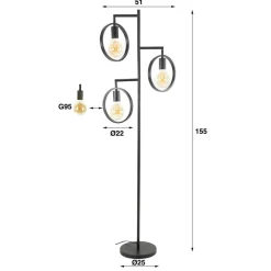 Outlet Vloerlamp Ring 3-lichts Vloerlampen