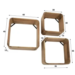 New Wandschap Vierkant, set van 3 Wandplanken
